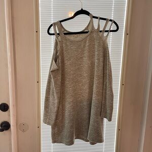 Grey cold shoulder long Sleeve Relaxed sweatshirt
